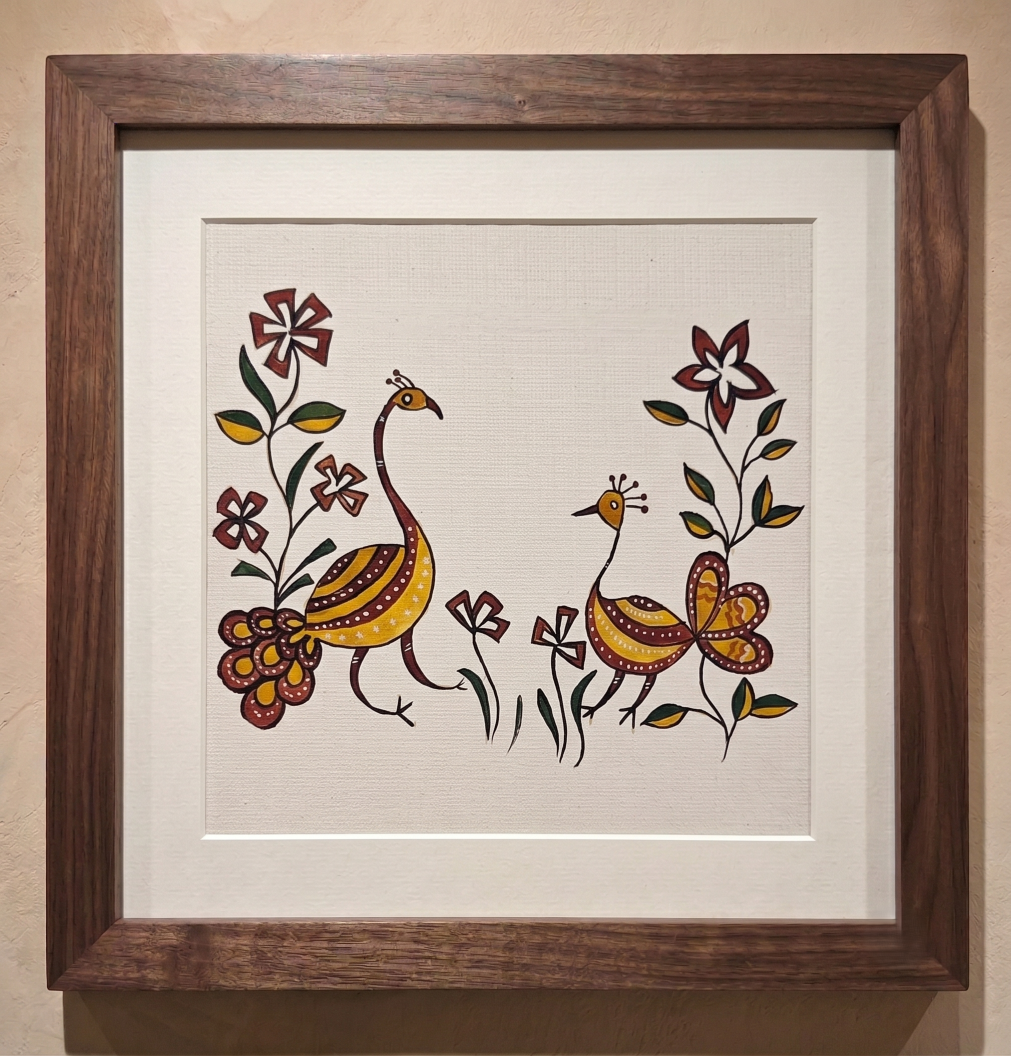 Floral Sohrai Peacocks