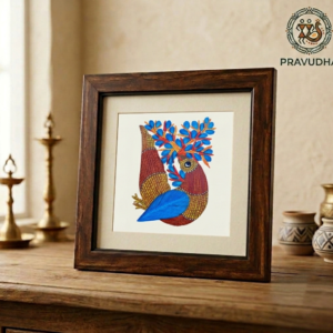 Handpainted Vibrant Antlered GOND Bird